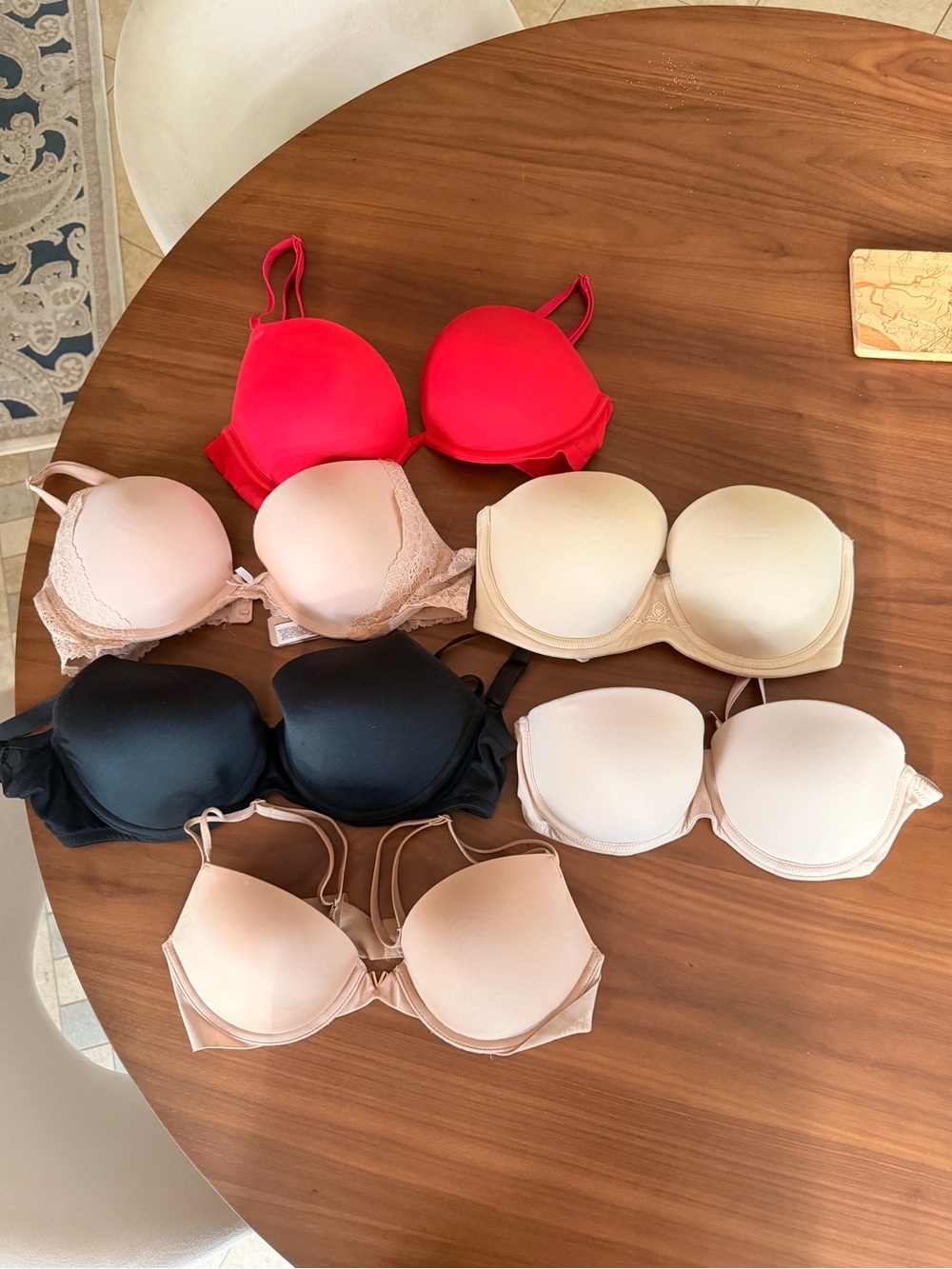 Victoria’s Secret Bra Bundle 34C Push-Up Strapless Nude Black Red Lot of 6